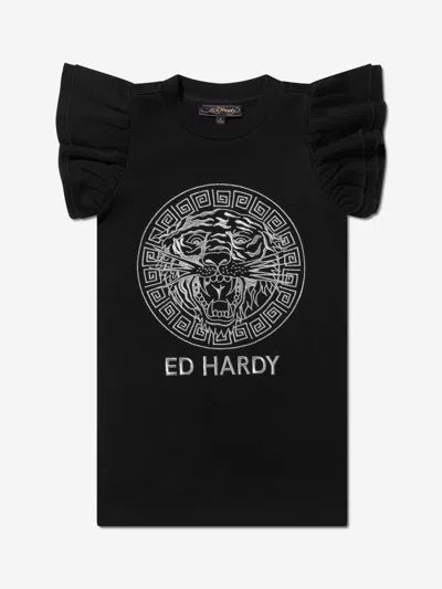 Shop Ed Hardy Girls Ruffle Dress In Black