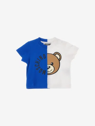 Shop Moschino Baby Two-tone Logo T-shirt In Multicoloured