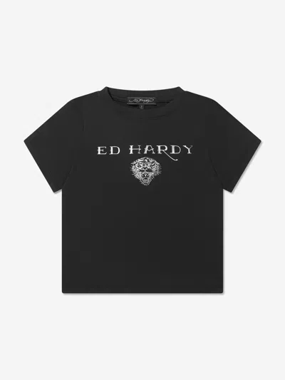 Shop Ed Hardy Girls Sports T-shirt In Black