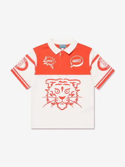 Shop Kenzo Boys Tiger Polo Shirt In Ivory