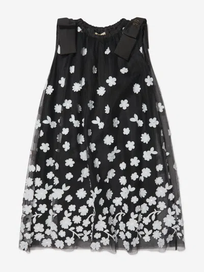 Shop Elie Saab Girls Sleeveless Flower Dress With Bows 12 Yrs Black