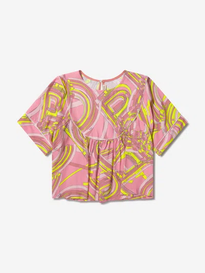 Shop Emilio Pucci Girls Patterned Blouse 10 Yrs Pink