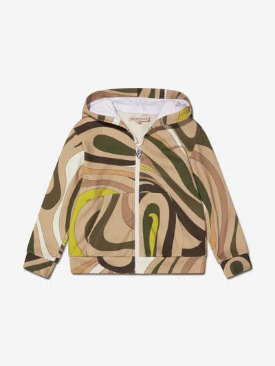 Shop Emilio Pucci Girls Marmo Zip Up Hoodie In Green
