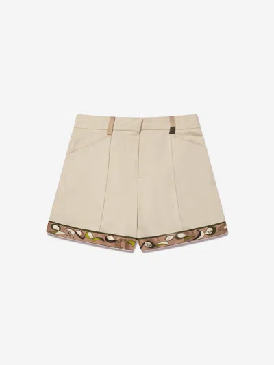 Shop Emilio Pucci Girls Marmo Print Shorts In Ivory