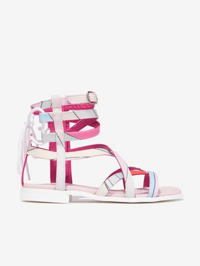 Shop Pucci Girls Marmo Ankle Sandals In Multicoloured