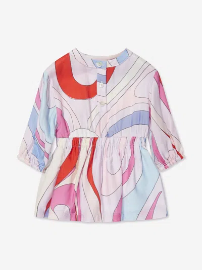 Shop Emilio Pucci Baby Girls Marmo Woven Dress In Multicoloured