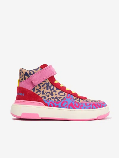 Shop Marc Jacobs Girls Leather Cheetah Trainers In Multicoloured