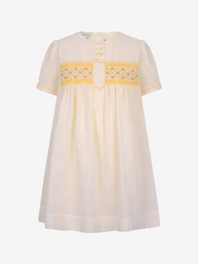 Shop Gucci Girls Cotton Striped Dress 8 Yrs White