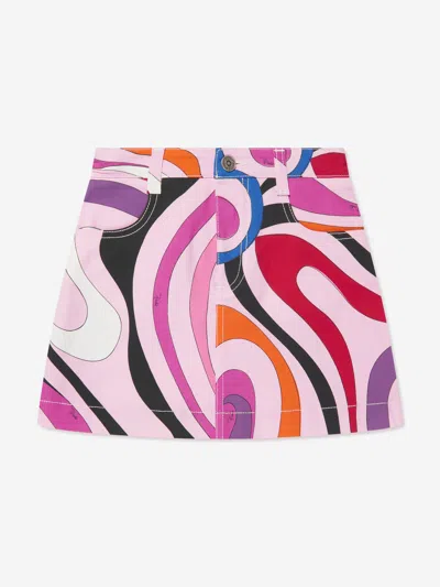 Shop Emilio Pucci Girls Marmo Print Skirt In Multicoloured