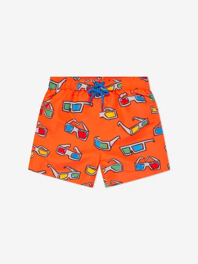 Shop Stella Mccartney Boys Sunglasses Swim Shorts In Orange