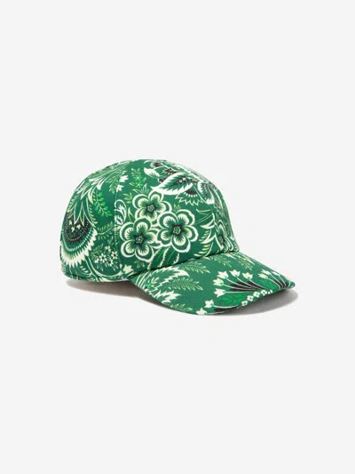 Shop Etro Boys Floral Paisley Cap In Green