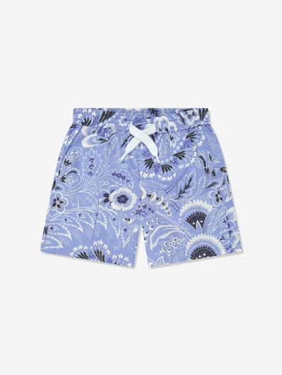 Shop Etro Baby Boys Floral Paisley Shorts In Blue