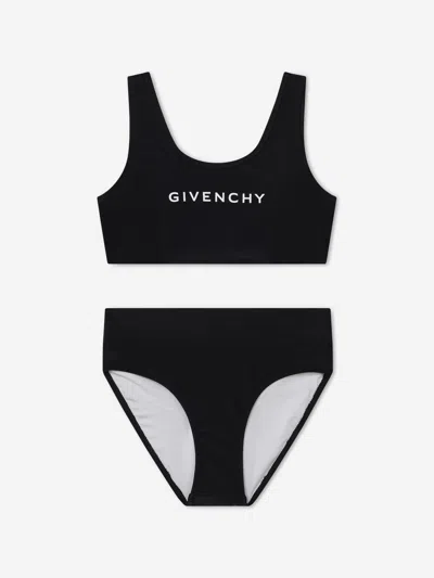 Shop Givenchy Girls Logo Print Bikini In Black