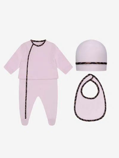 Shop Fendi Baby Girls Cotton Babygrow Gift Set (3 Piece)