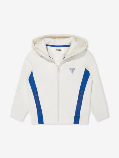 Shop Guess Boys Logo Zip Up Top In White