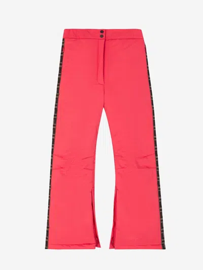 Shop Fendi Girls Ff Logo Trim Ski Trousers 6 Yrs Red