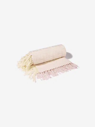 Shop Fendi Baby Wool Ff Logo Blanket One Size Beige