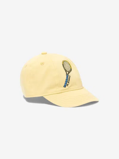 Shop Mini Rodini Boys Tennis Embroidered Cap In Yellow