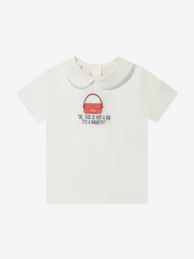 Shop Fendi Baby Girls Bag Print T-shirt In White