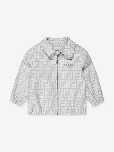 Shop Fendi Baby Boys Ff Logo Bomber Jacket In Grey