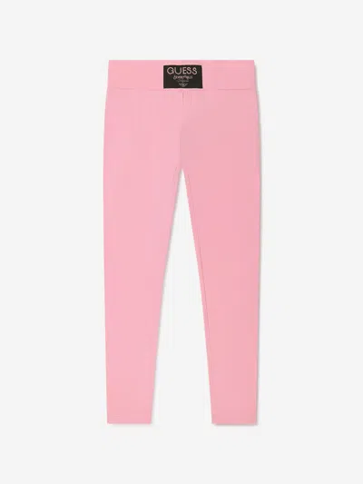 Shop Guess Girls Logo Leggings In Pink
