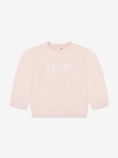 Shop Fendi Baby Girls Logo Sweatshirt In Pink