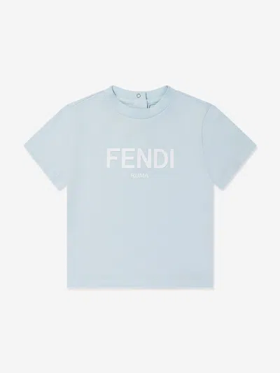 Shop Fendi Baby Logo T-shirt In Blue