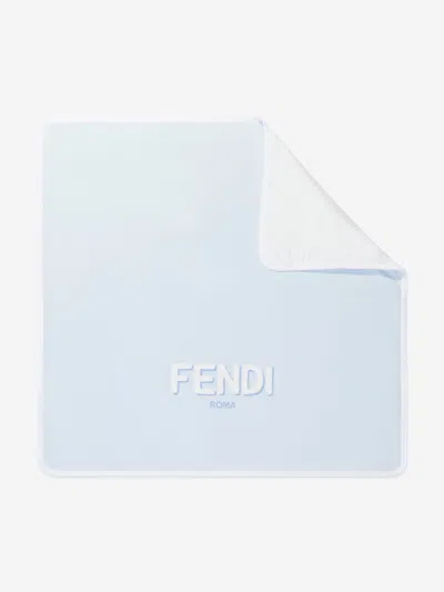 Shop Fendi Baby Boys Logo Blacket In Blue