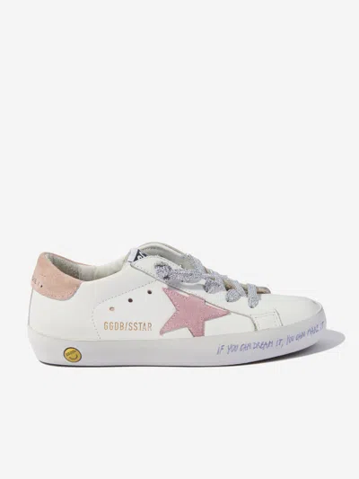 Shop Golden Goose Girls Leather Super Star Trainers In White