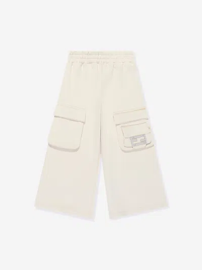 Shop Fendi Girls Baguette Pocket Trousers In Beige