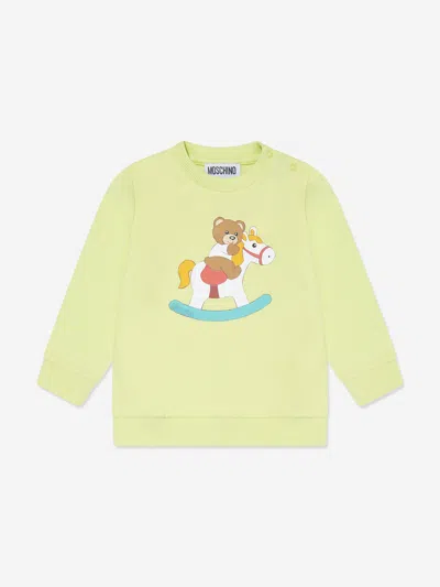 Shop Moschino Baby Teddy Rocking Horse Sweatshirt In Yellow