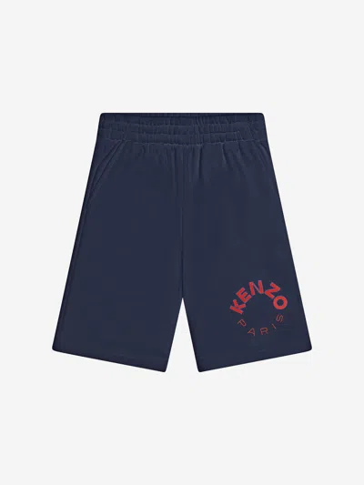 Shop Kenzo Kids Logo Bermuda Shorts In Blue