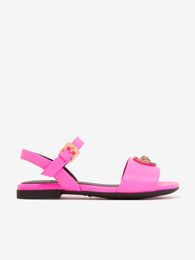 Shop Versace Girls Heart Logo Sandals In Pink