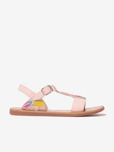 Shop Pom D'api Girls Leather Plagette Butterfly Sandals In Pink