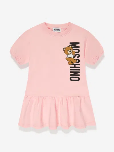 Shop Moschino Girls Teddy Logo Jersey Dress In Pink