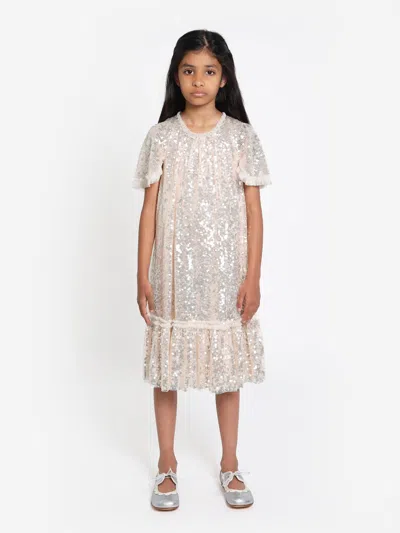 Needle & Thread Girls Mila Gloss Dress In Ivory