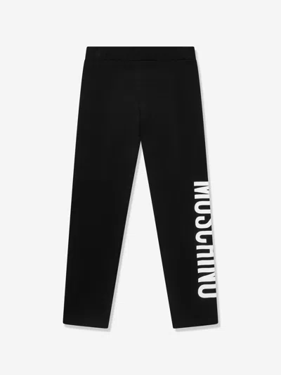 Moschino Legging In Jersey Logo Print In Black