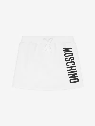 Shop Moschino Girls Jersey Logo Skirt In White