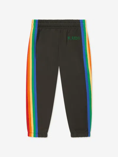 Mini Rodini Rainbow Stripe Jersey Sweatpants In Black