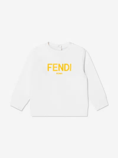 Shop Fendi Baby Logo Sweatshirt In White