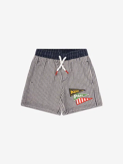 Shop Kenzo Boys Striped Bermuda Shorts In Blue