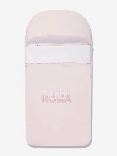 Shop Fendi Baby Girls Embroidered Logo Baby Nest In Pink