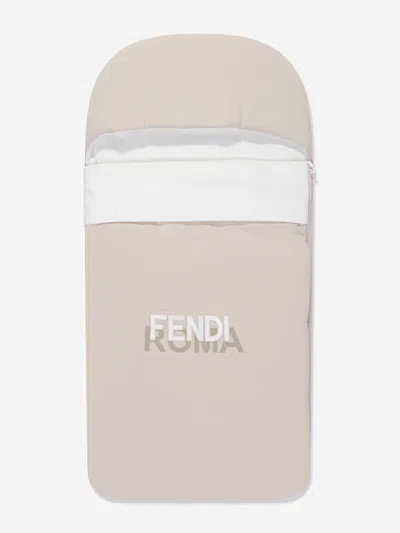 Shop Fendi Baby Embroidered Logo Baby Nest In Beige