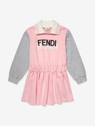 Shop Fendi Girls Sweater Dress In Pink