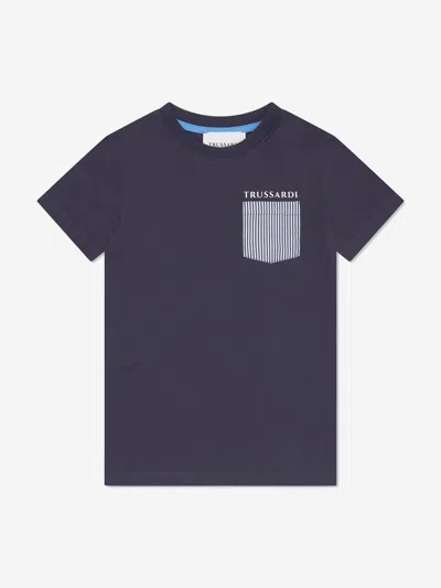 Shop Trussardi Boys Ademilso Pocket T-shirt In Blue