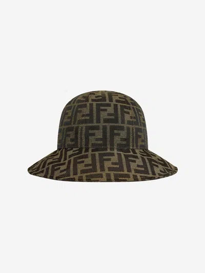 Fendi Hat In Technical Fabric With All Over Ff In Brown