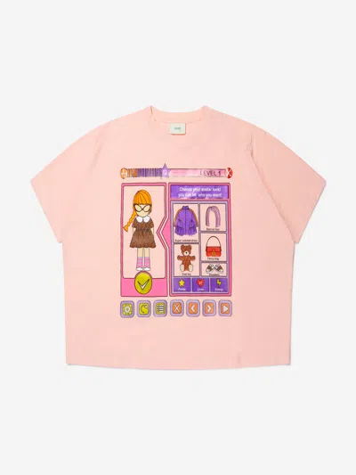 Shop Fendi Girls Cotton Jersey T-shirt 8 Yrs Pink