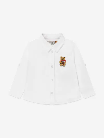 Shop Guess Baby Boys Embroidered Bear Shirt In White