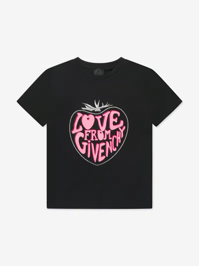 Shop Givenchy Girls Strawberry Logo T-shirt In Black