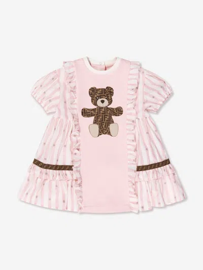 Shop Fendi Baby Girls Bear Dress In Pink